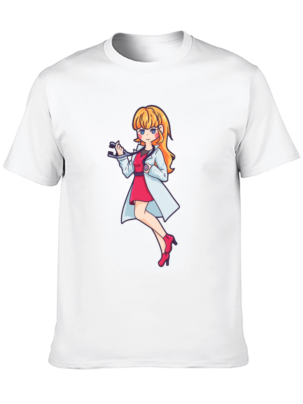 Anime Doctor Girl Graphic Black T-Shirt