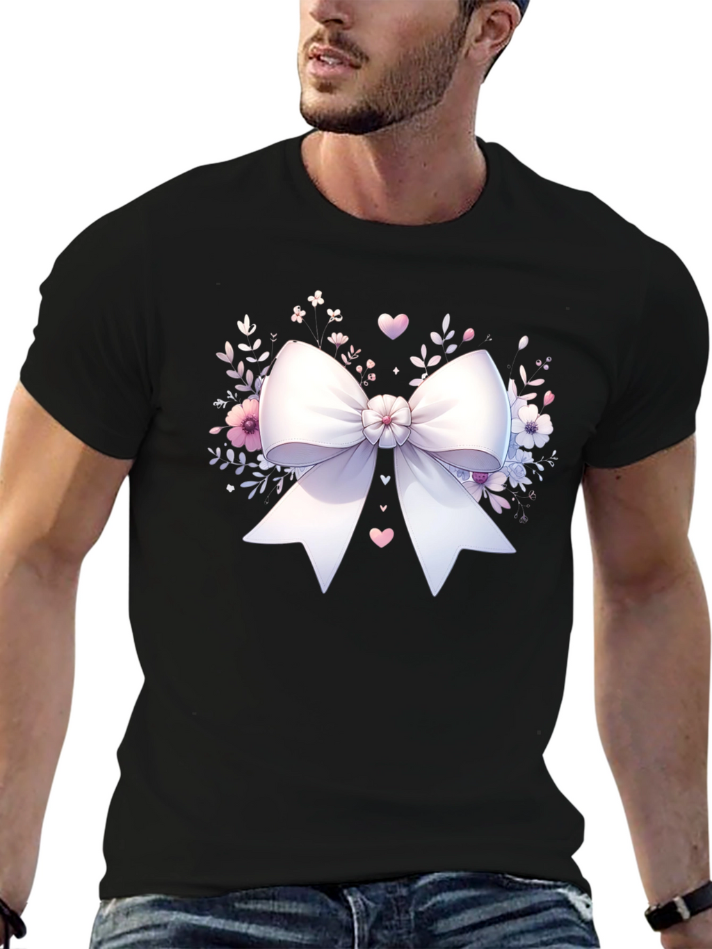 Bow & Floral Black T-Shirt