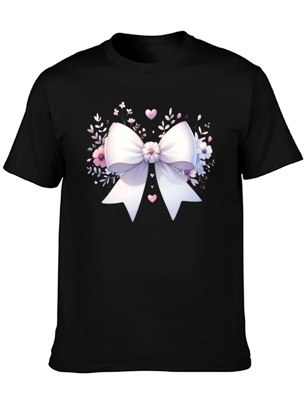 Bow & Floral Black T-Shirt