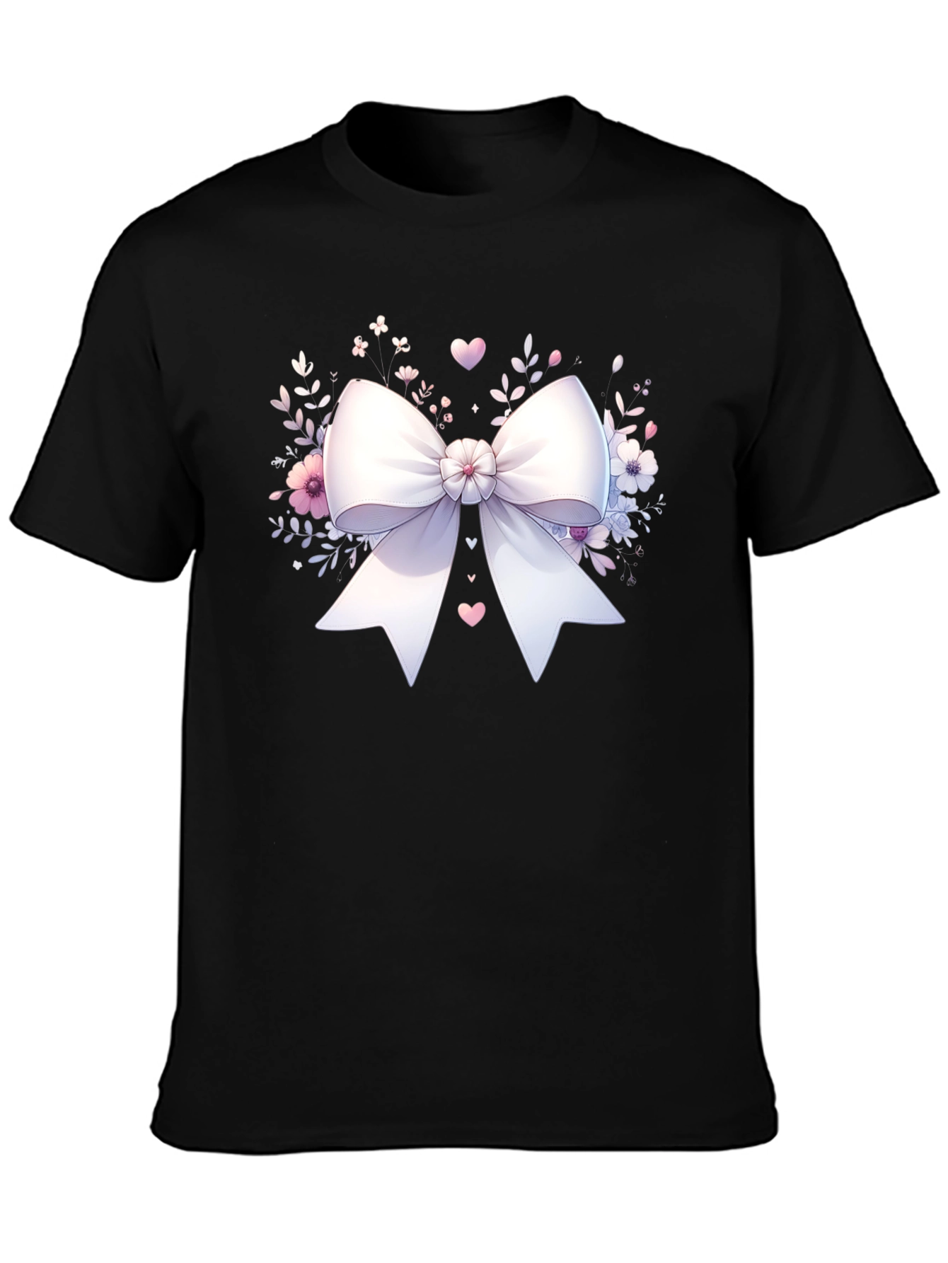 Bow & Floral Black T-Shirt