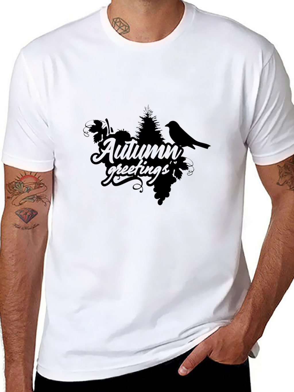Autumn Greetings Black T-Shirt - Stylish & Unique