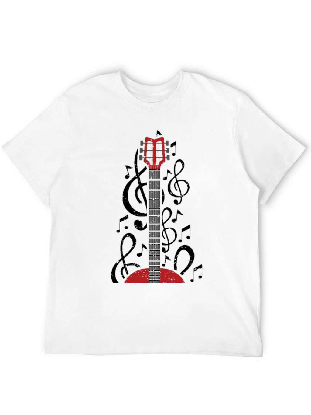 Guitar Music Notes Graphic T-Shirt - Unisex Black Tee