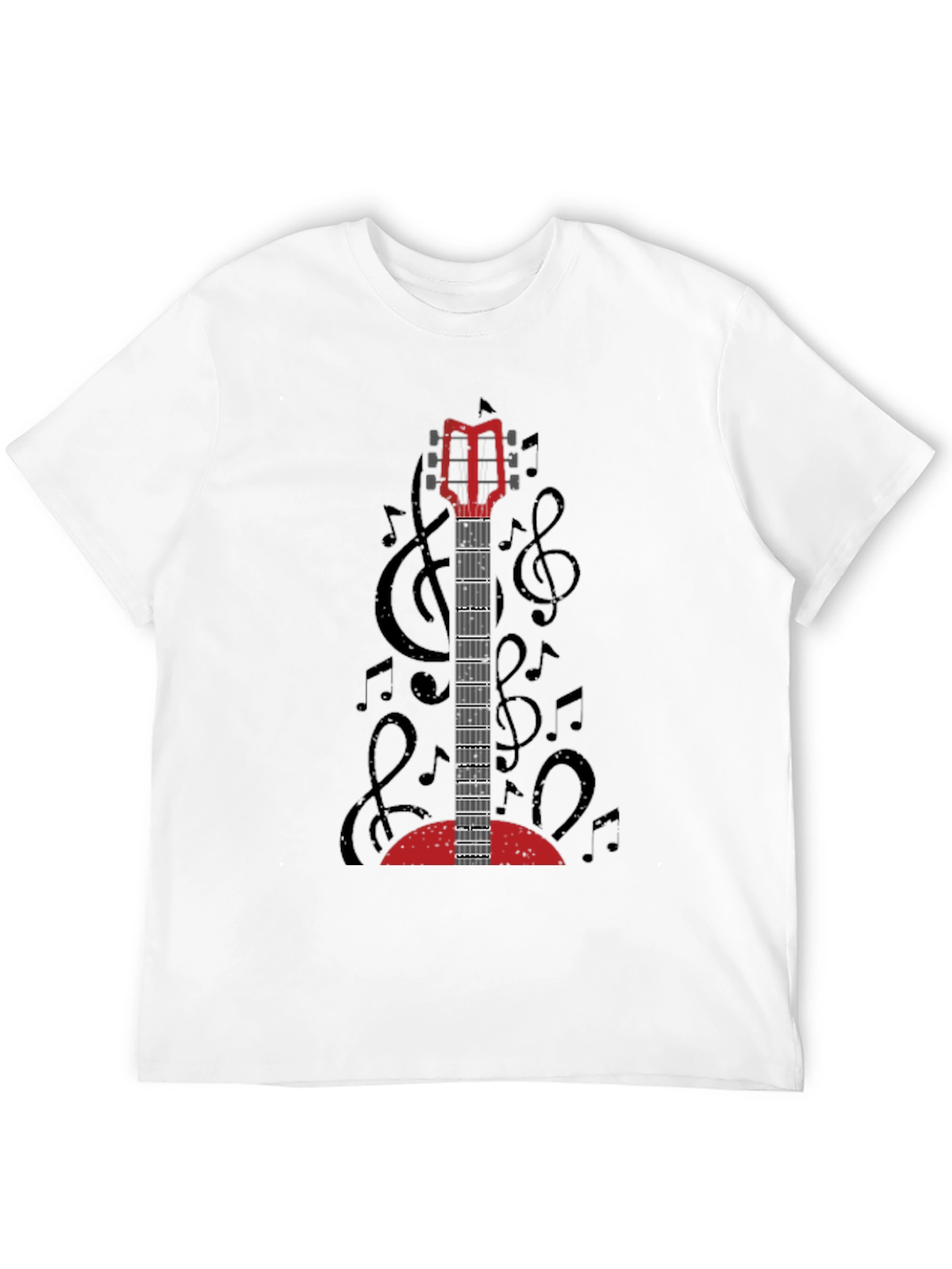 Guitar Music Notes Graphic T-Shirt - Unisex Black Tee