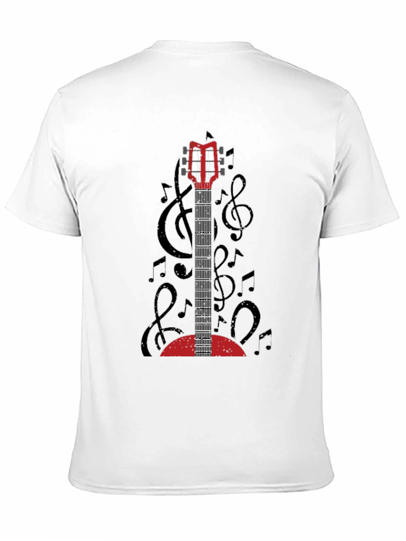 Guitar Music Notes Graphic T-Shirt - Unisex Black Tee