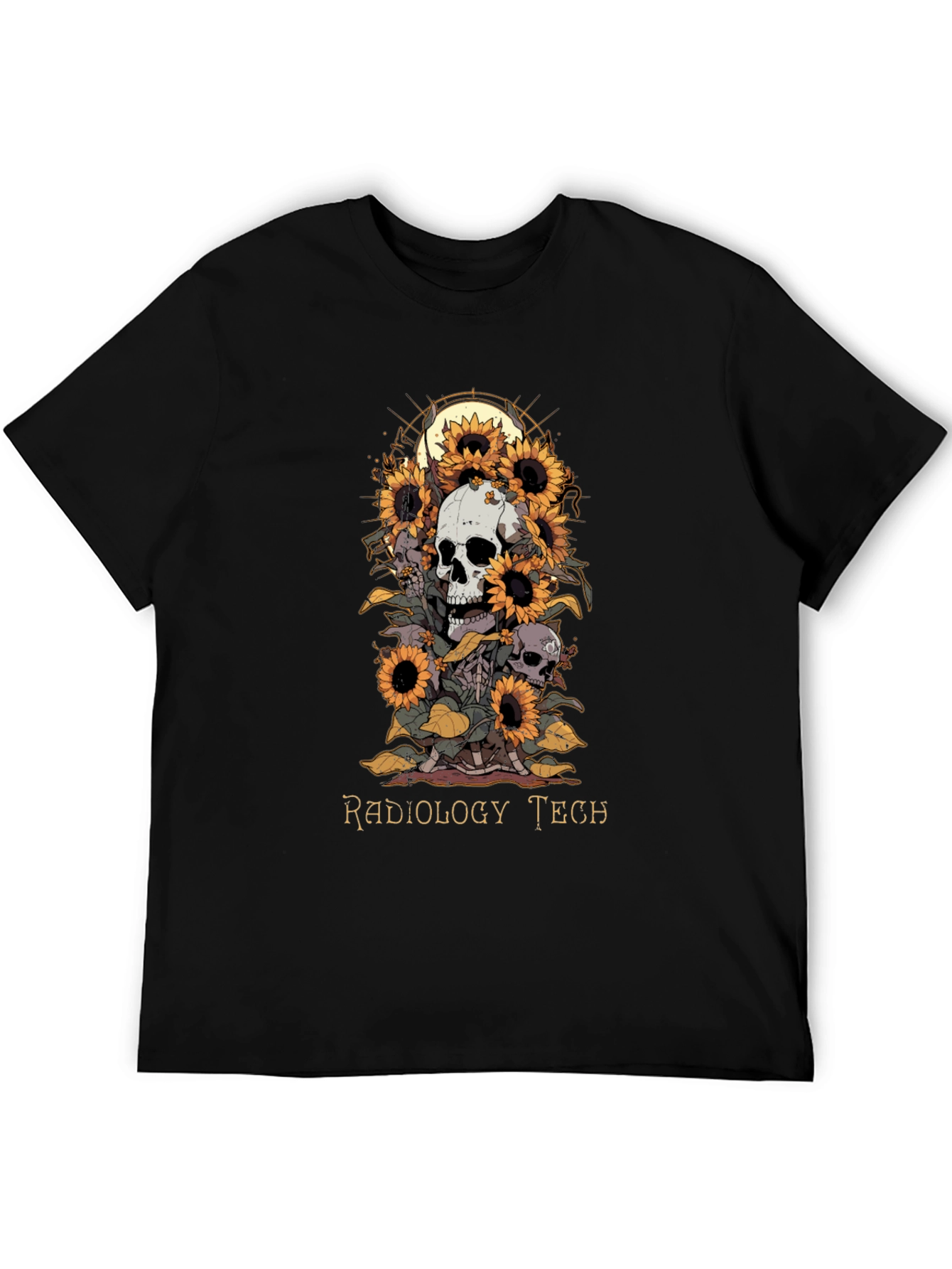 Radiology Tech Skull Sunflower T-Shirt