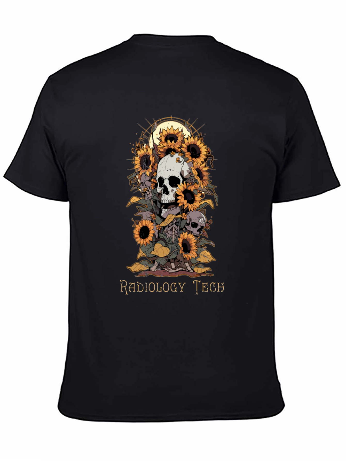 Radiology Tech Skull Sunflower T-Shirt