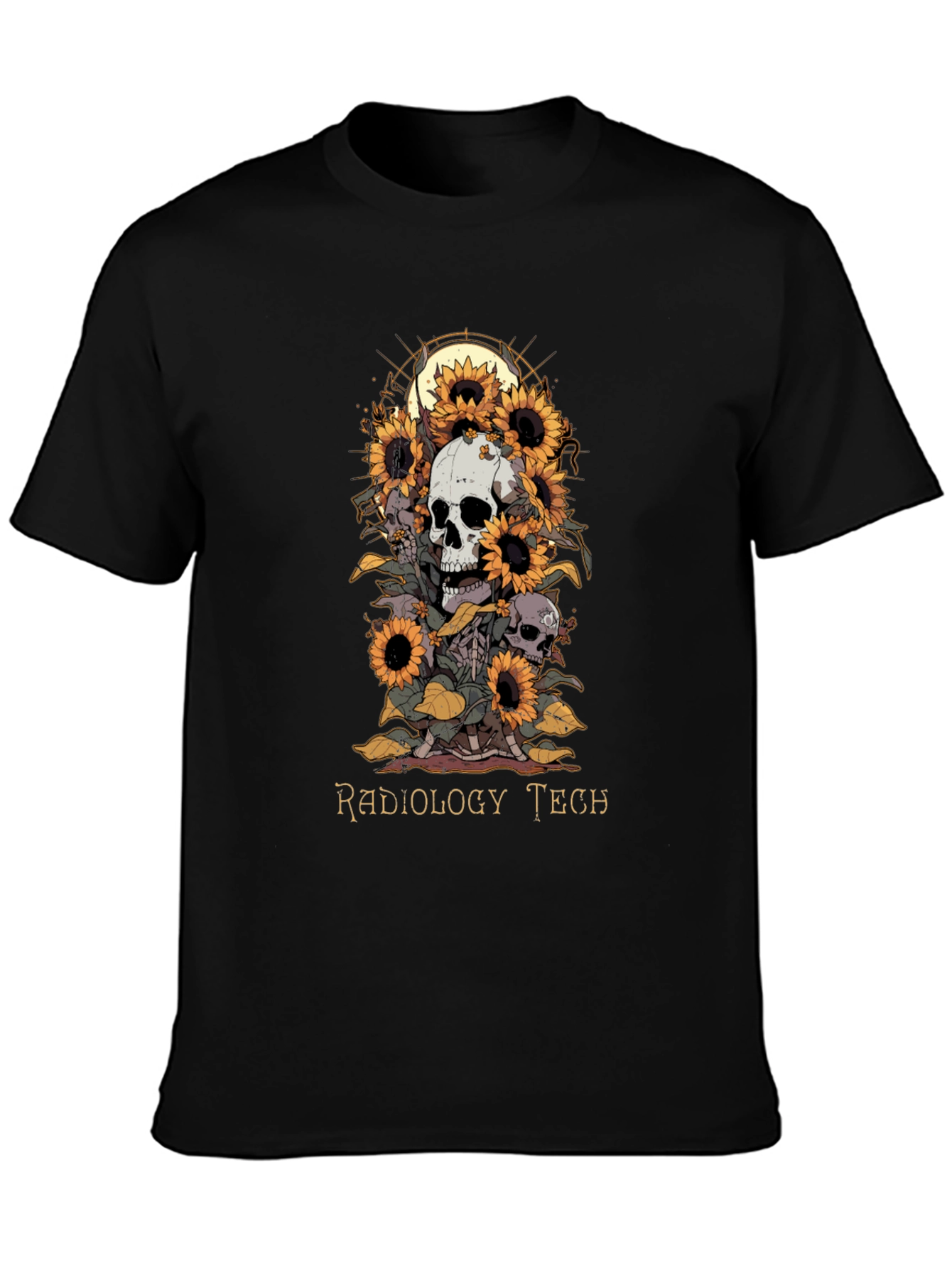 Radiology Tech Skull Sunflower T-Shirt