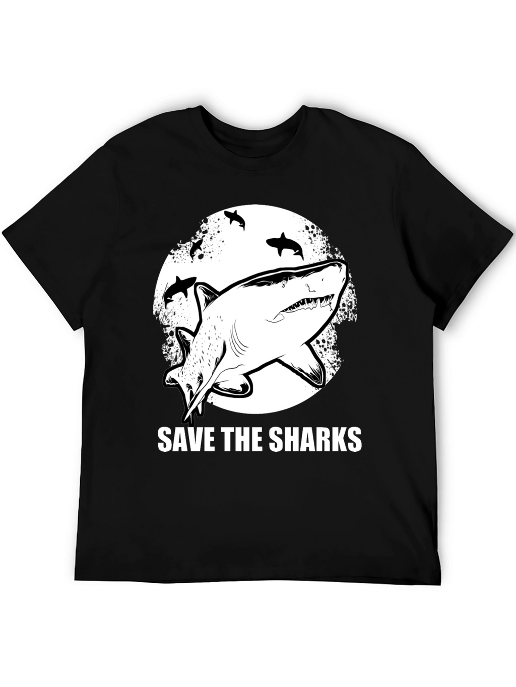 Save the Sharks Graphic Tee - Black Cotton