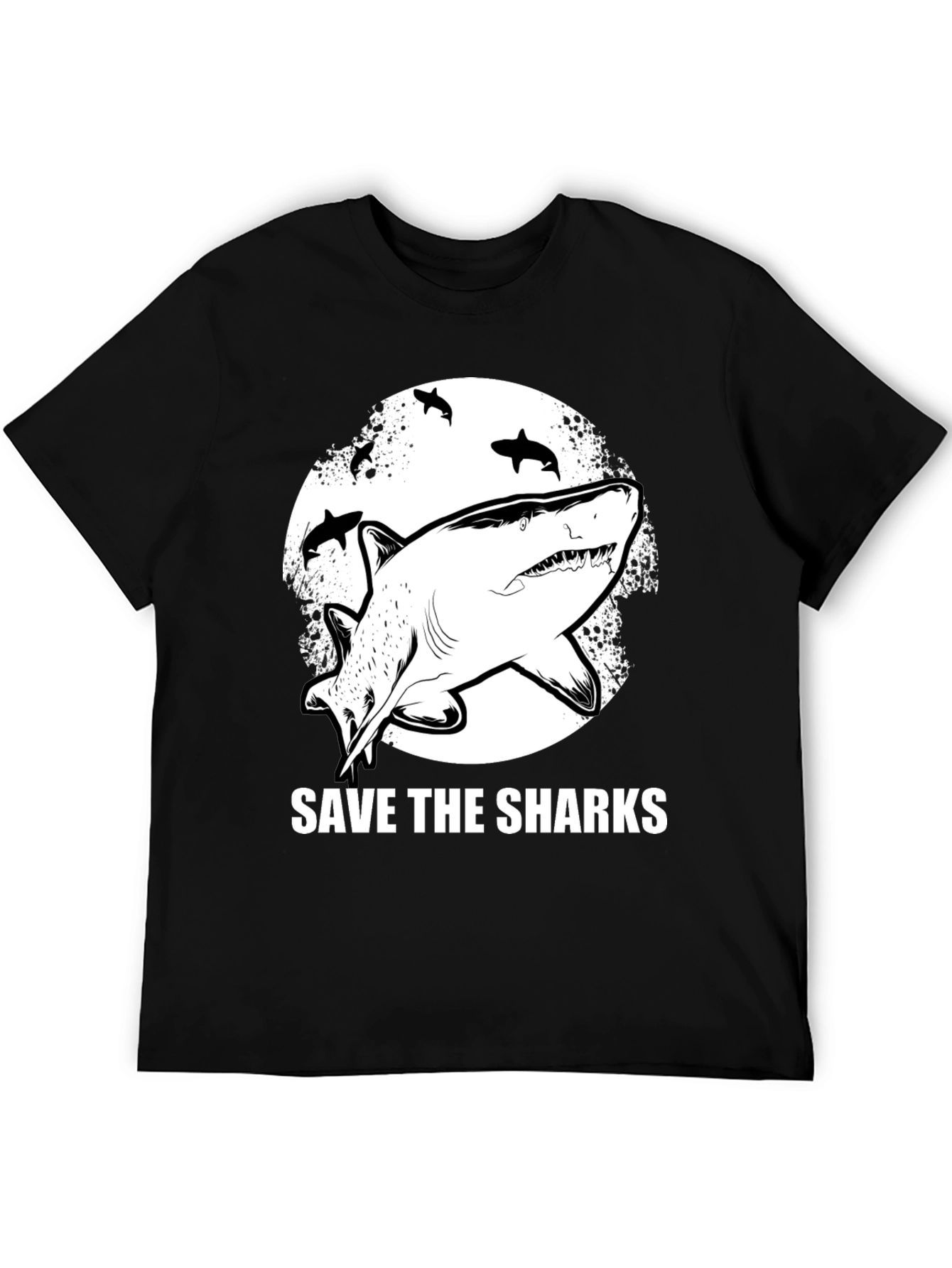 Save the Sharks Graphic Tee - Black Cotton