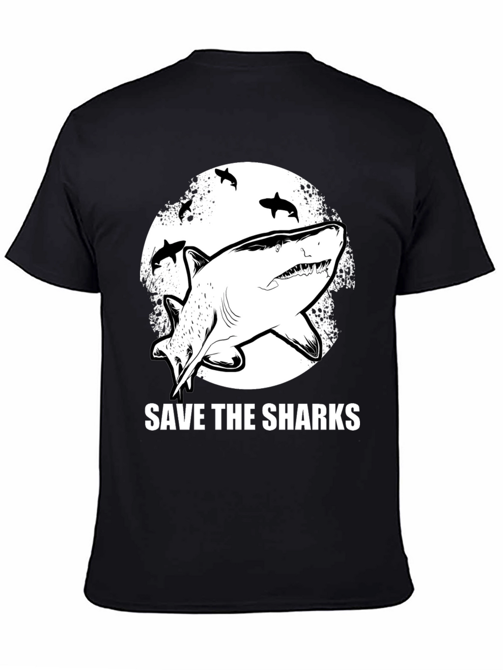 Save the Sharks Graphic Tee - Black Cotton
