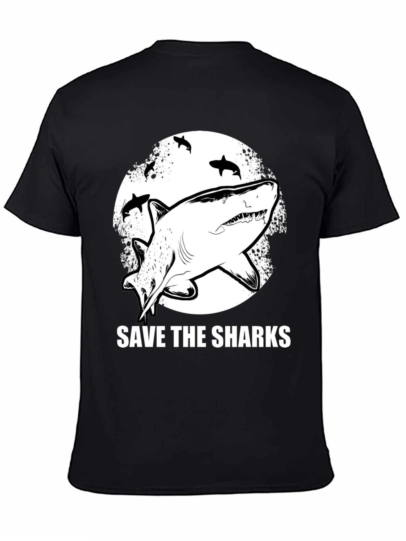 Save the Sharks Graphic Tee - Black Cotton