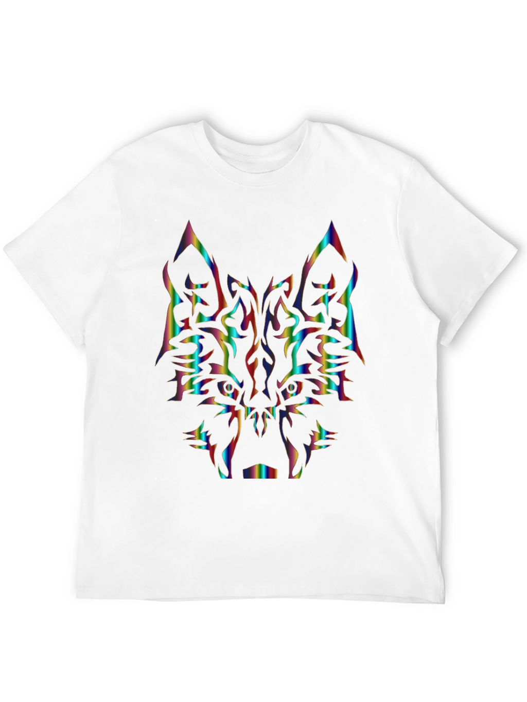 Rainbow Wolf Graphic Tee - Black Cotton Shirt