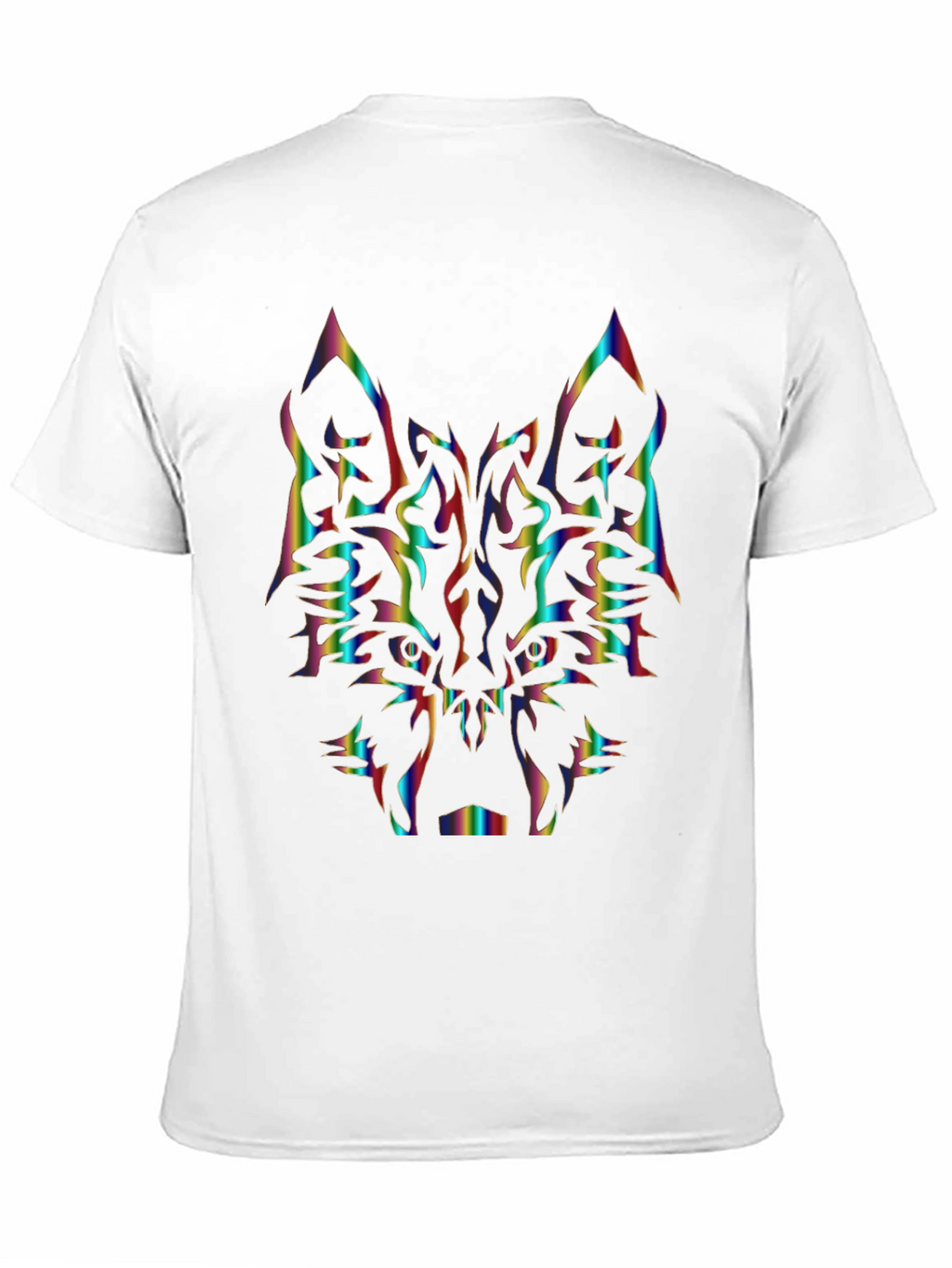 Rainbow Wolf Graphic Tee - Black Cotton Shirt