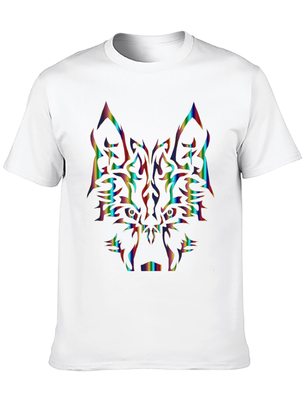 Rainbow Wolf Graphic Tee - Black Cotton Shirt