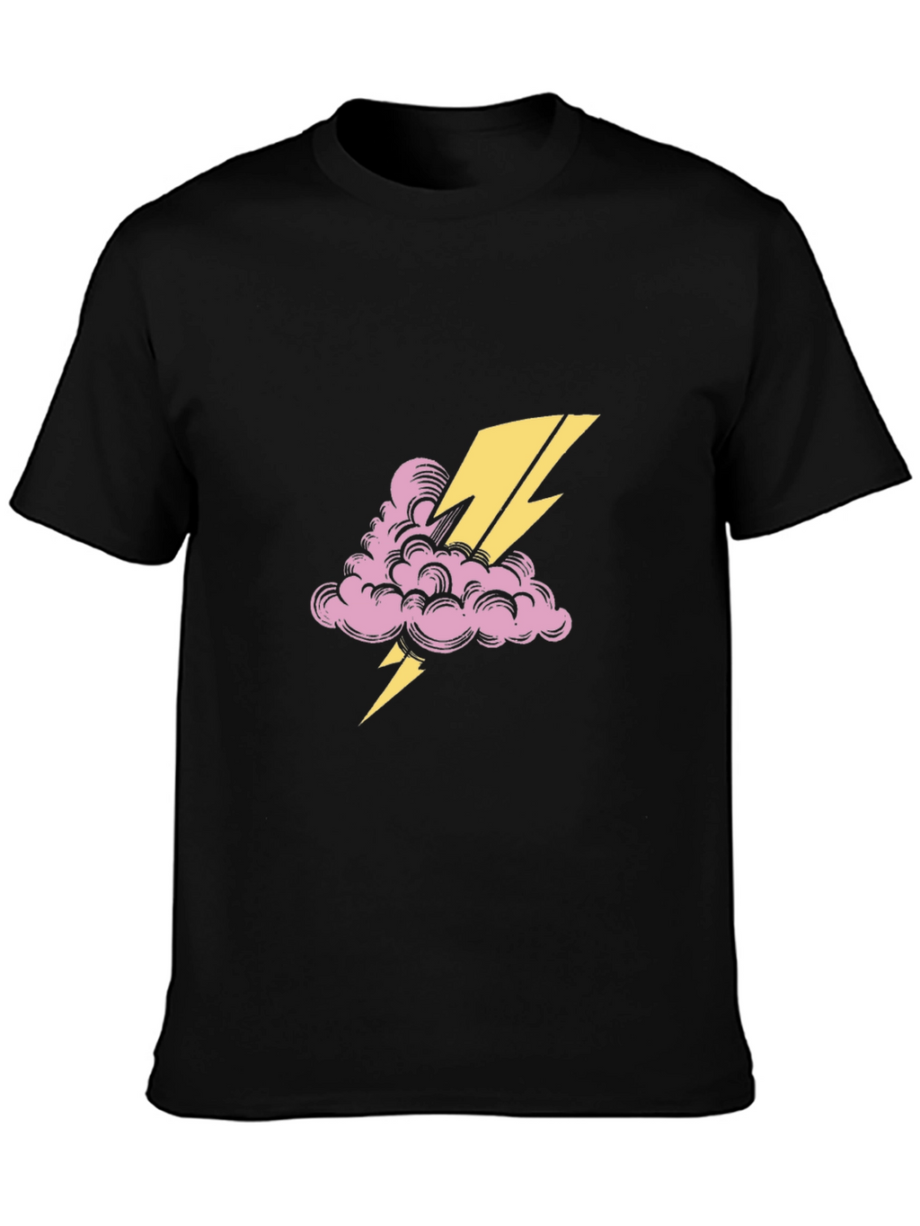 Thunder Cloud Tee - Black Cotton Graphic T-Shirt