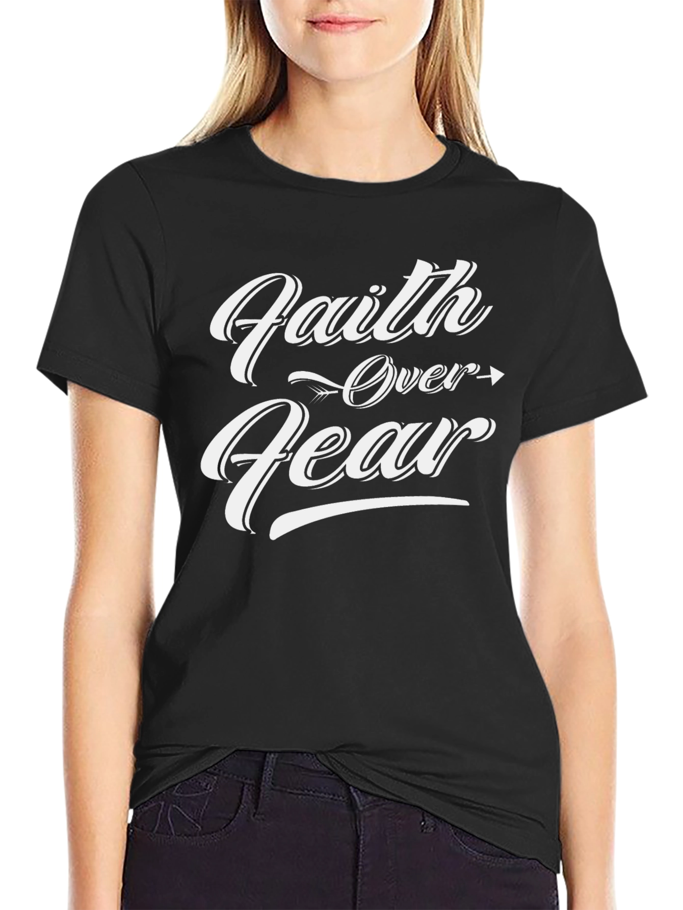 Faith Over Fear Graphic T-Shirt - Black