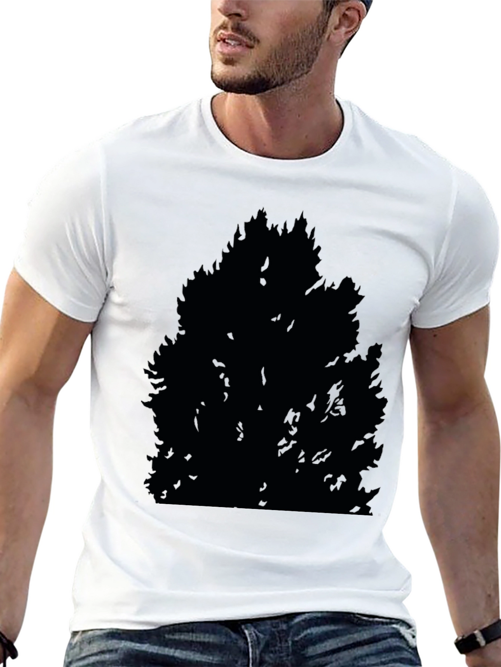 Mens Black Graphic Tee - Abstract Tree Design