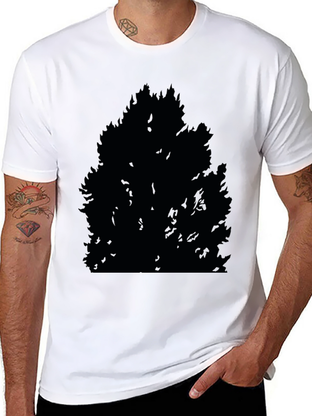 Mens Black Graphic Tee - Abstract Tree Design