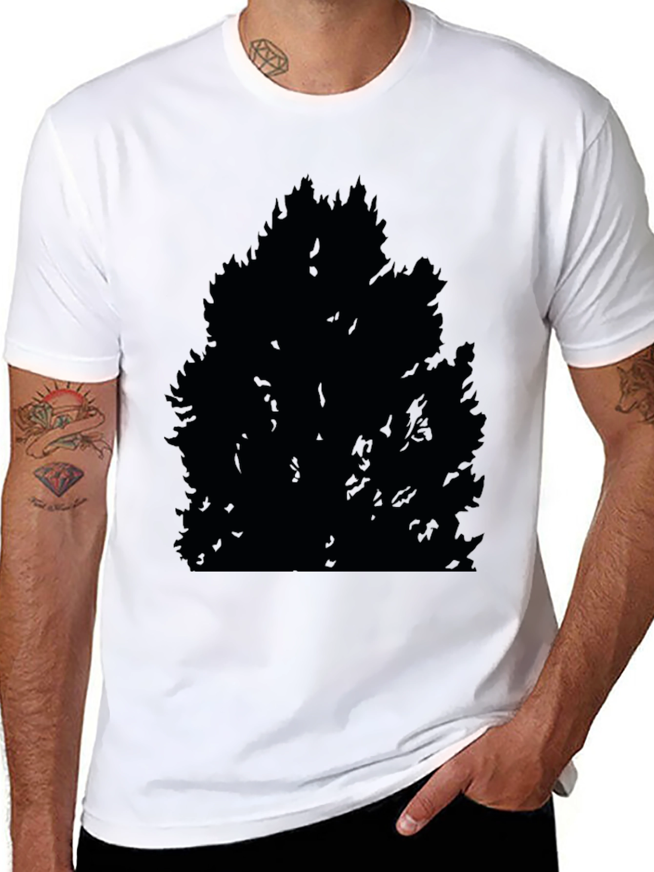 Mens Black Graphic Tee - Abstract Tree Design