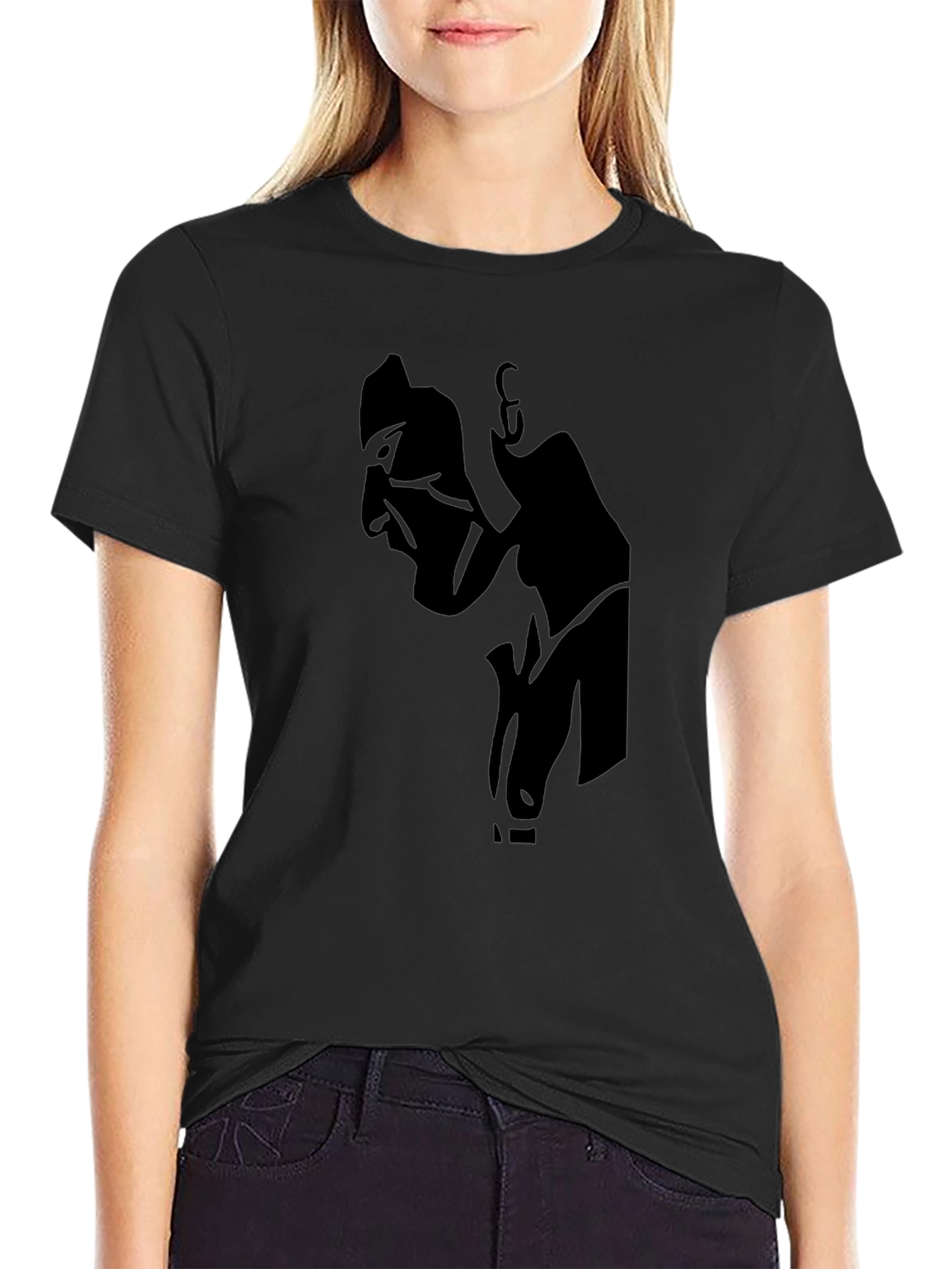 Mens Black Graphic T-Shirt - Abstract Silhouette Design
