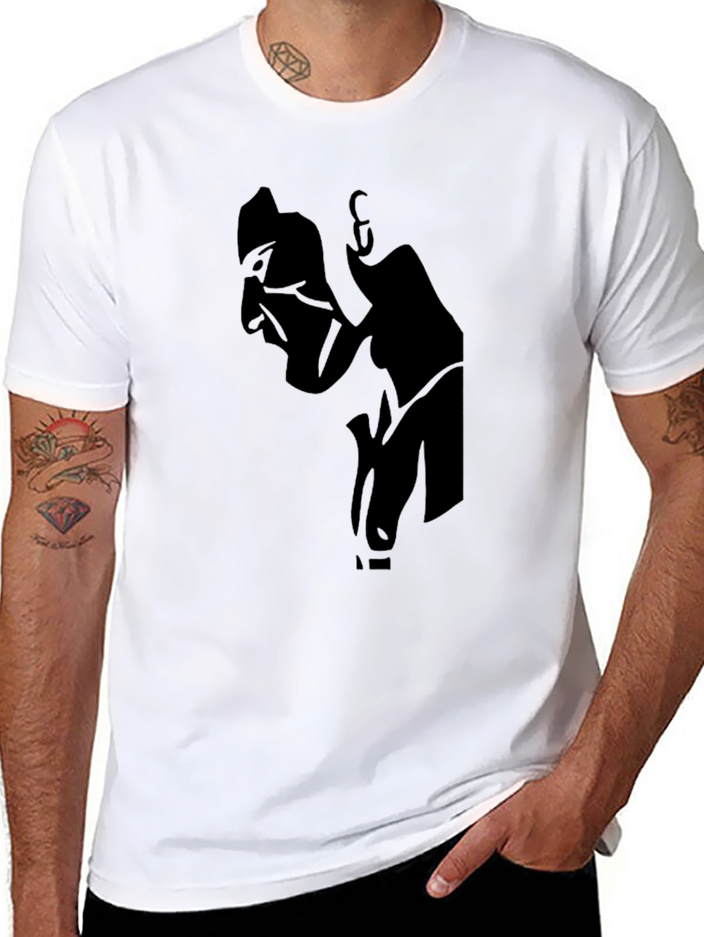 Mens Black Graphic T-Shirt - Abstract Silhouette Design