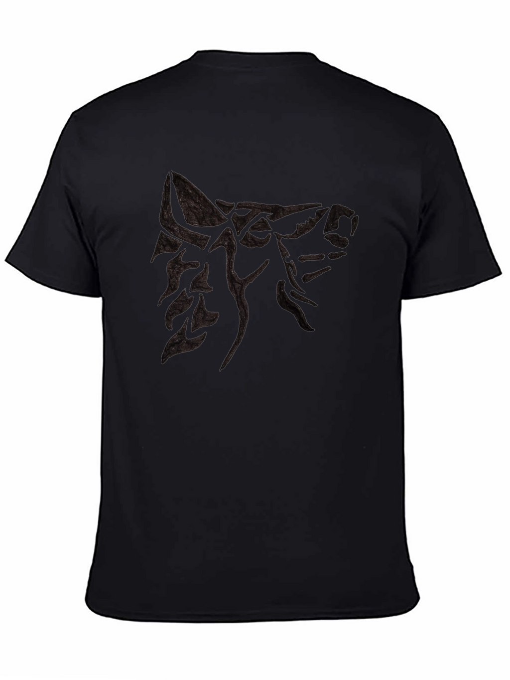 Mens Black T-Shirt with Wolf Design