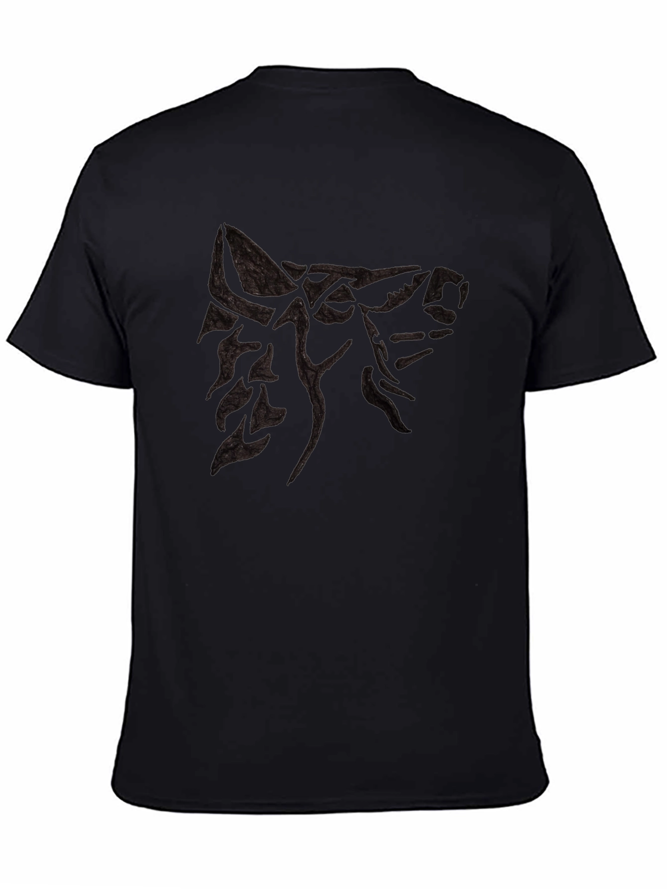 Mens Black T-Shirt with Wolf Design