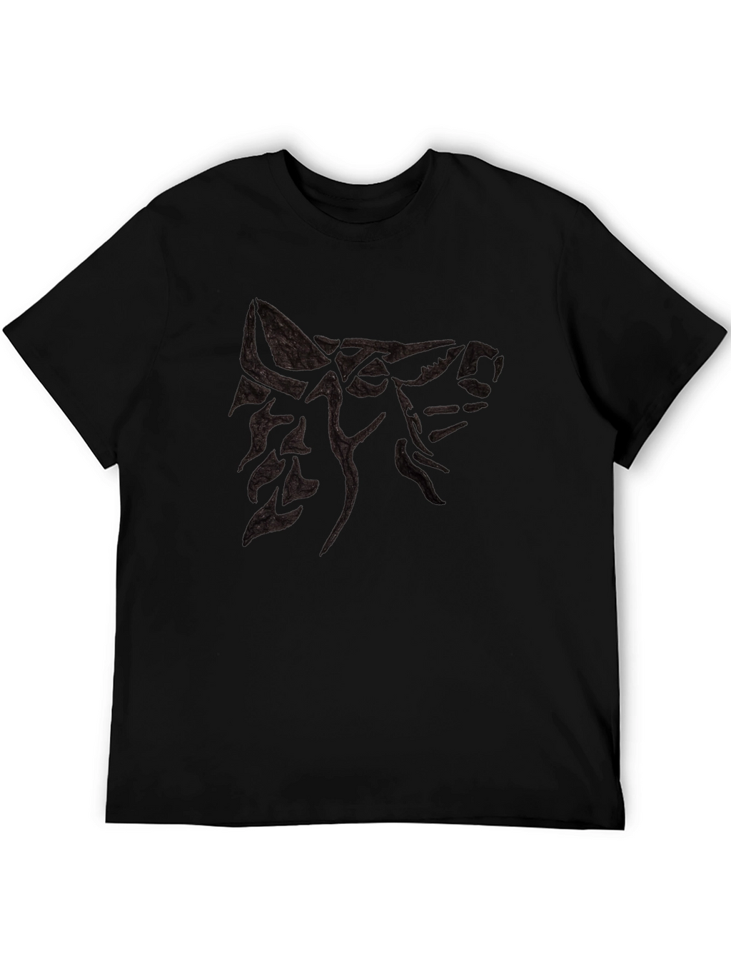 Mens Black T-Shirt with Wolf Design