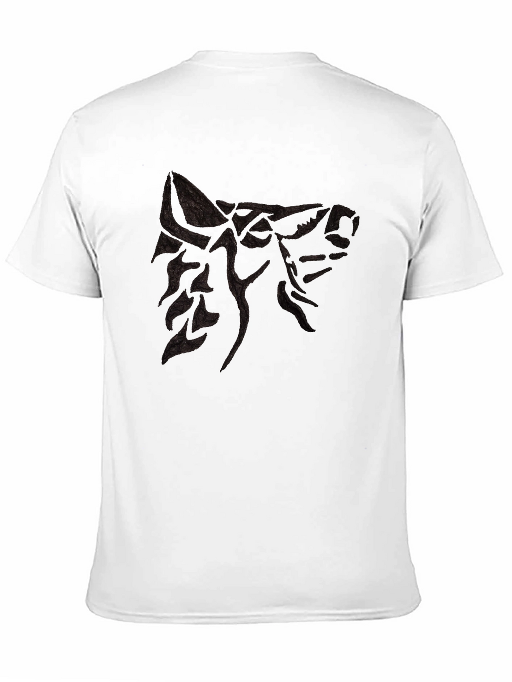 Mens Black T-Shirt with Wolf Design
