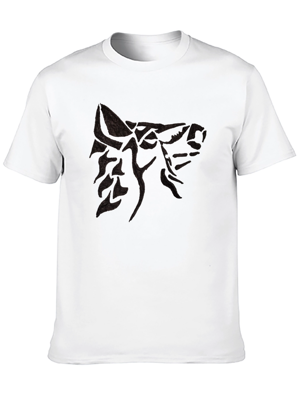 Mens Black T-Shirt with Wolf Design