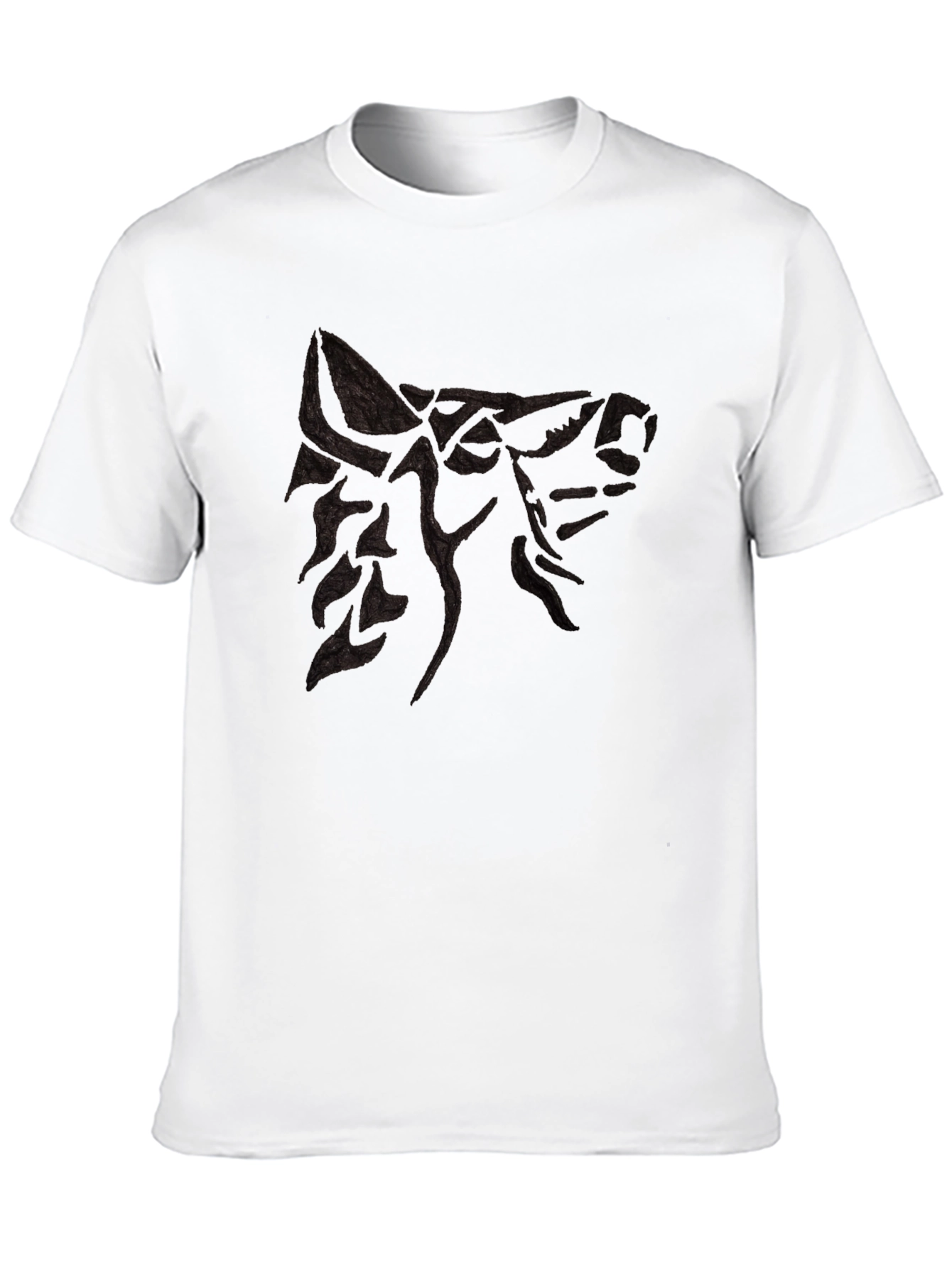 Mens Black T-Shirt with Wolf Design