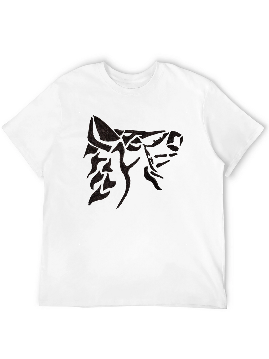 Mens Black T-Shirt with Wolf Design