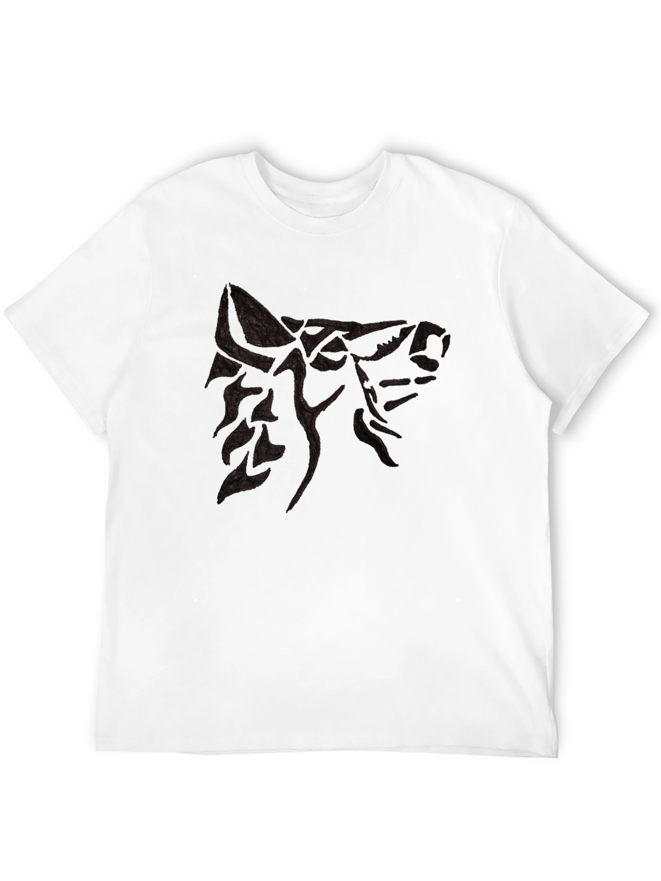 Mens Black T-Shirt with Wolf Design