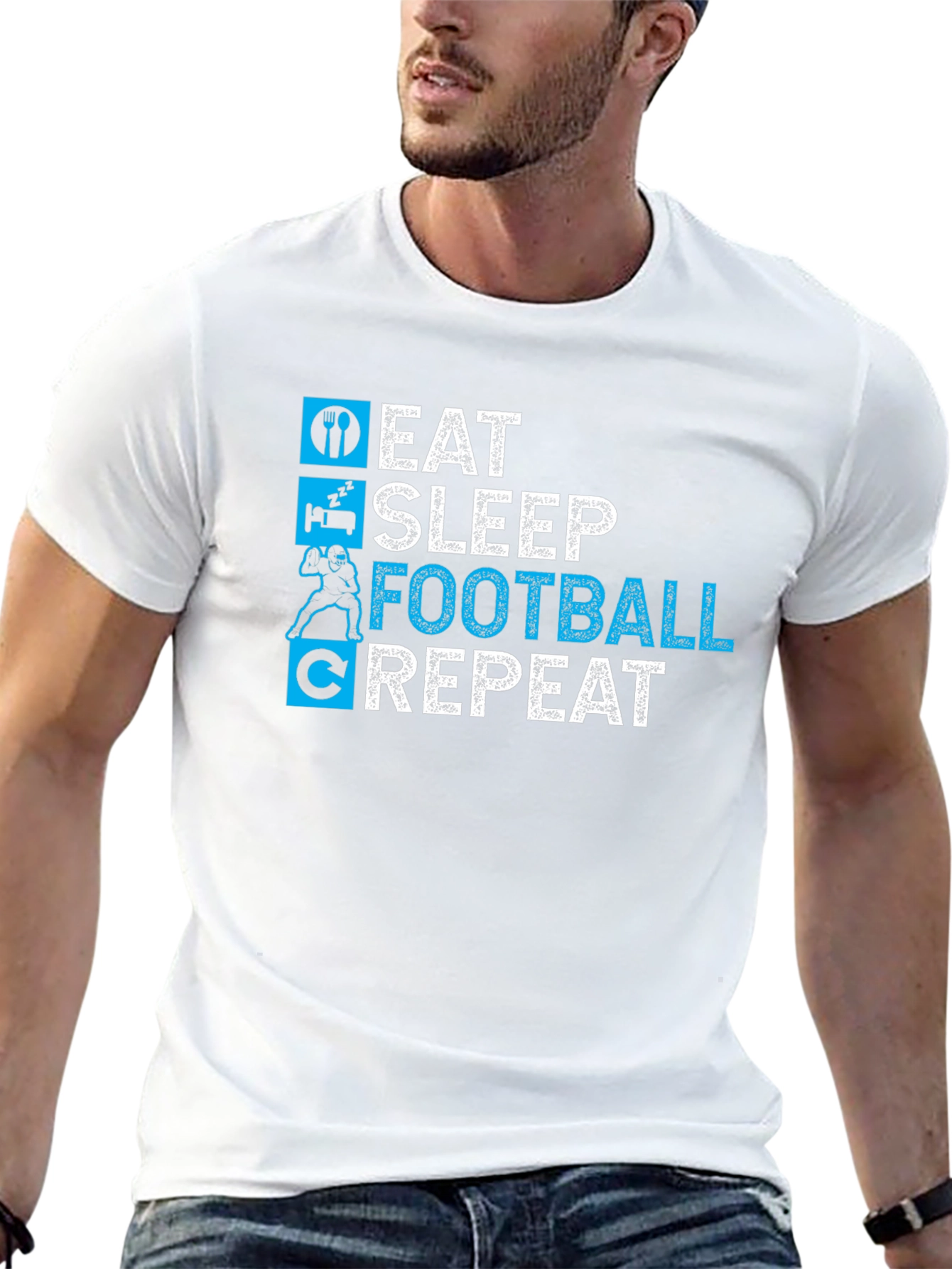 Eat Sleep Football Repeat Black T-Shirt