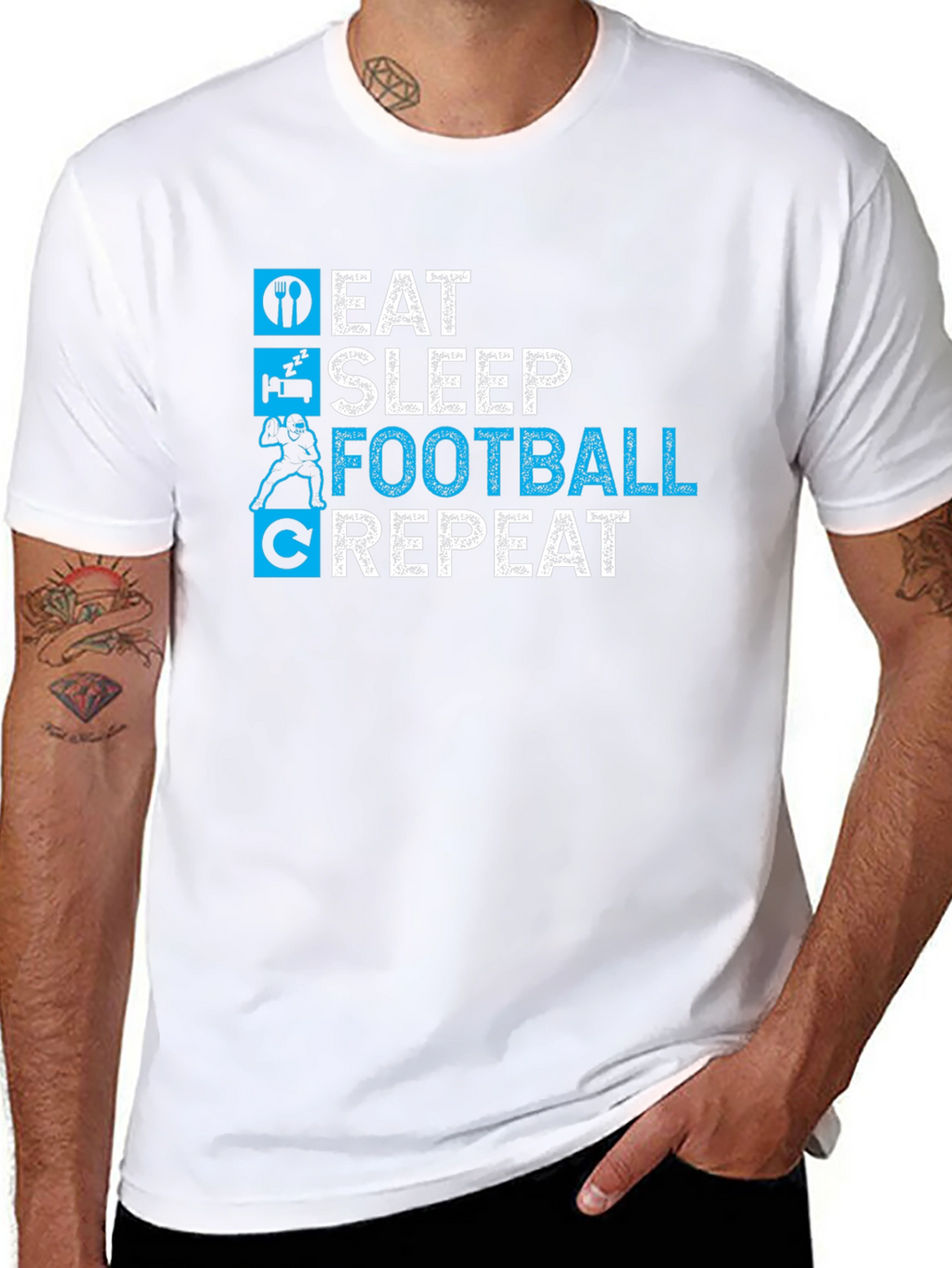 Eat Sleep Football Repeat Black T-Shirt