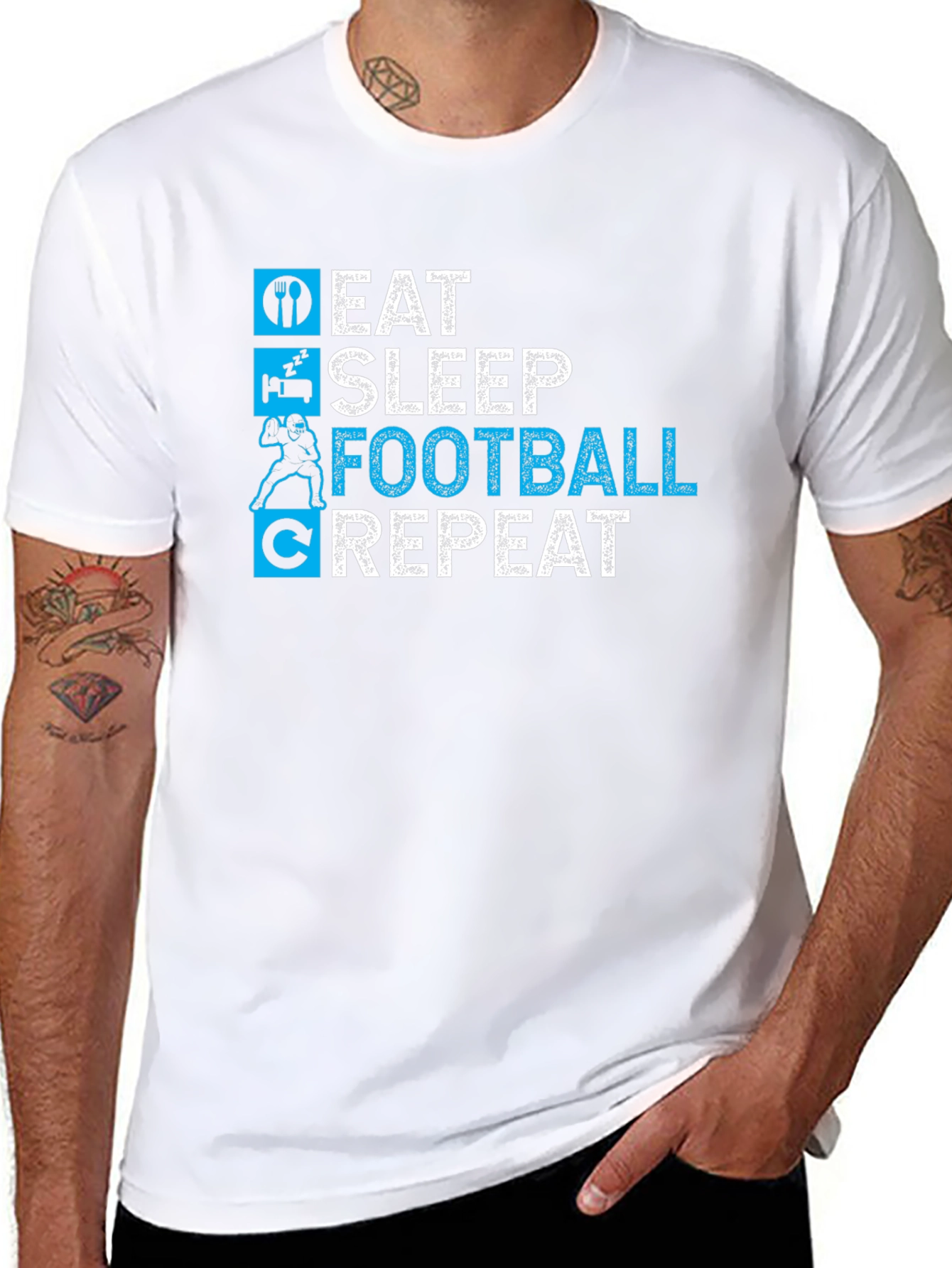 Eat Sleep Football Repeat Black T-Shirt