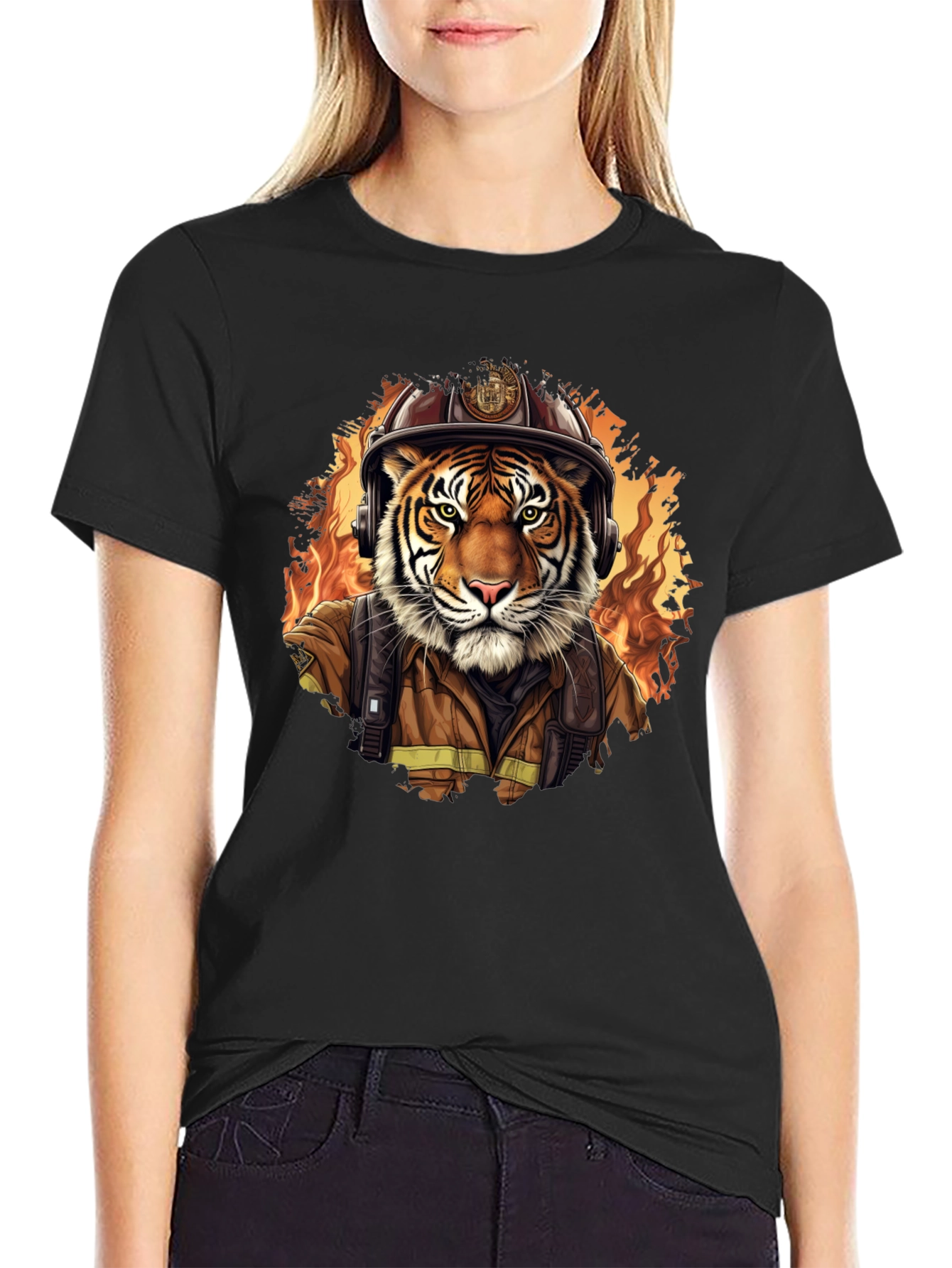 Tiger Firefighter Graphic Tee - Black