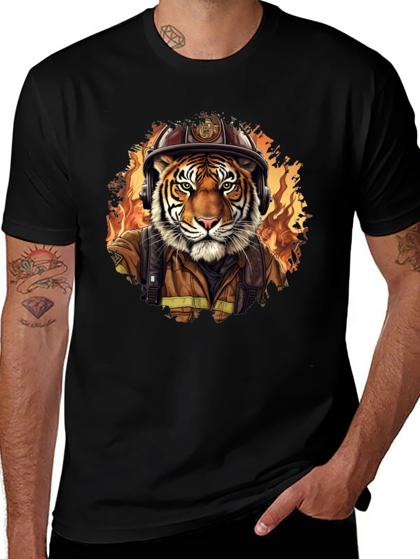 Tiger Firefighter Graphic Tee - Black