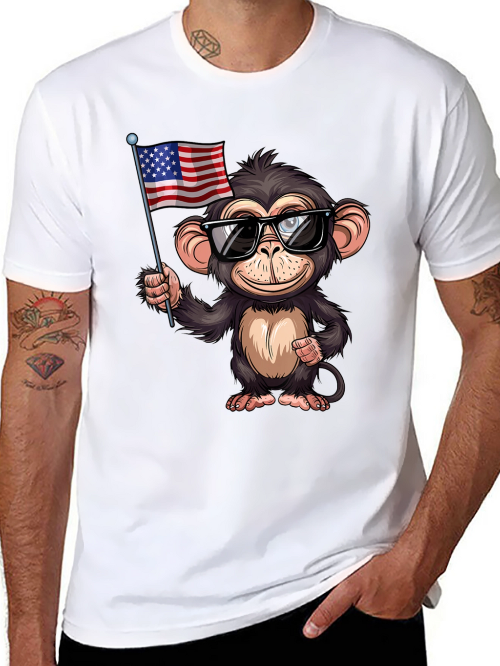 Monkey with US Flag T-Shirt