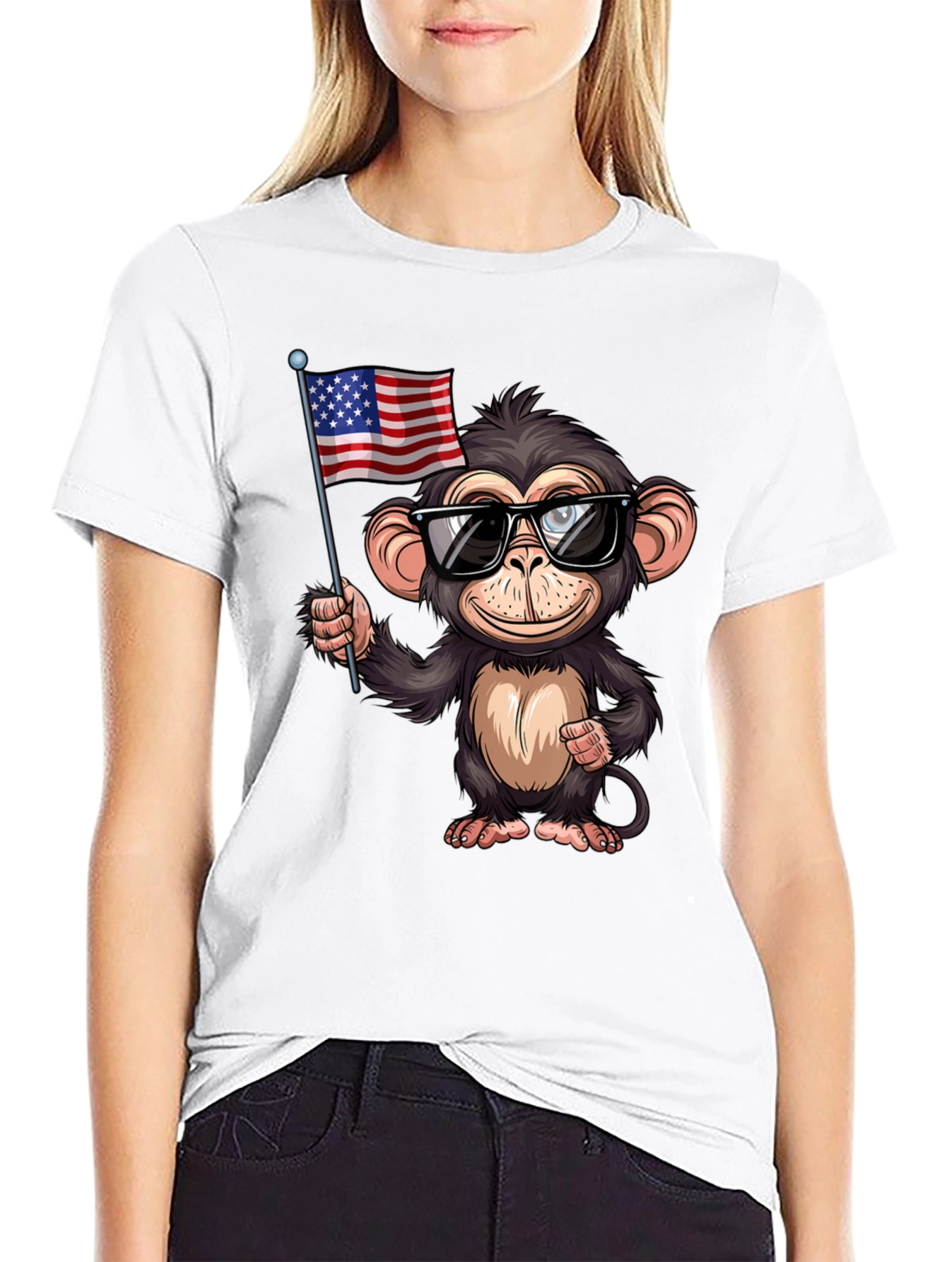 Monkey with US Flag T-Shirt