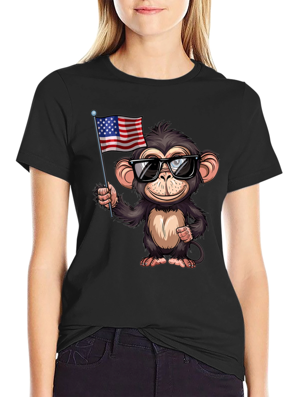 Monkey with US Flag T-Shirt