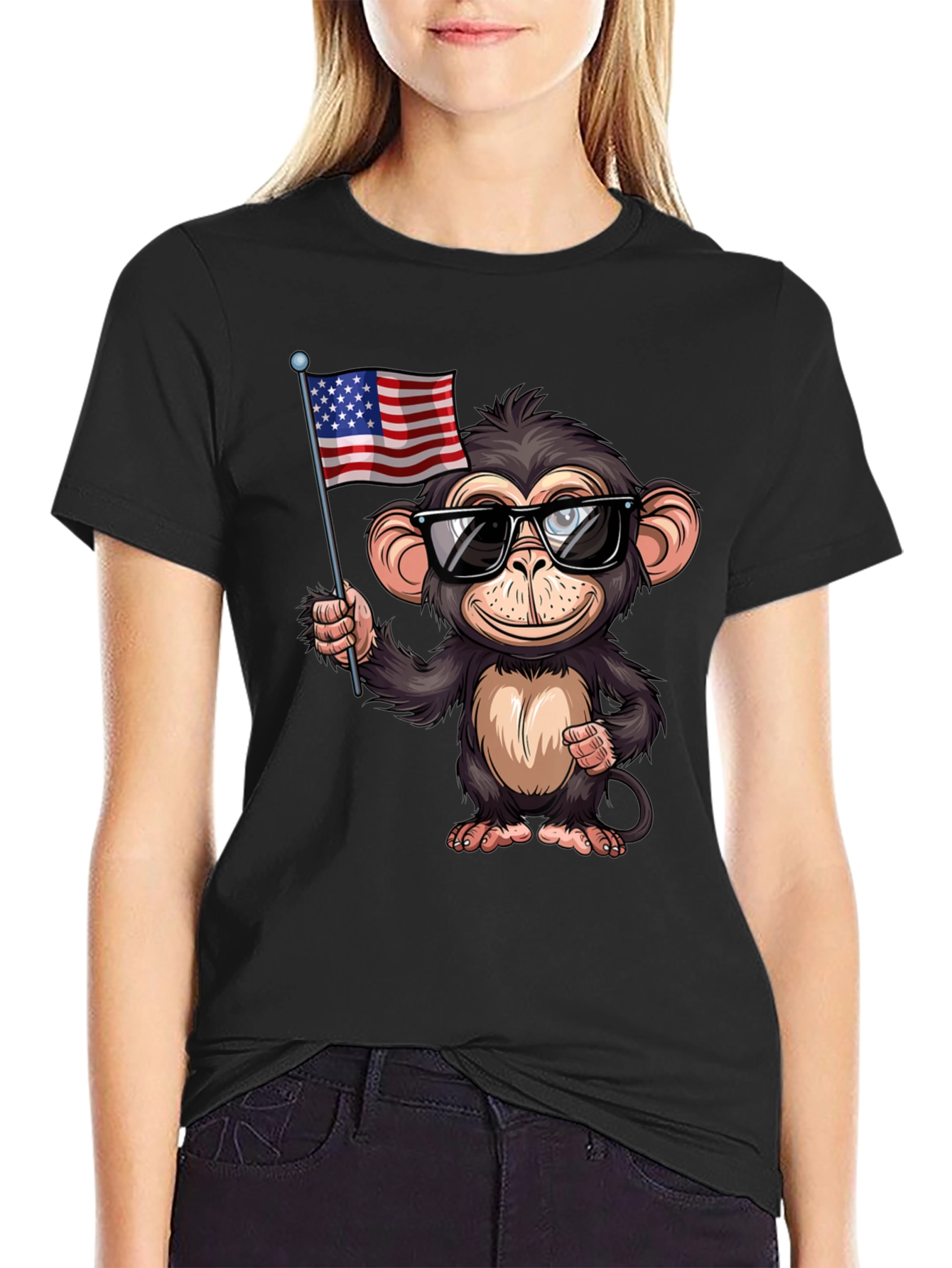 Monkey with US Flag T-Shirt