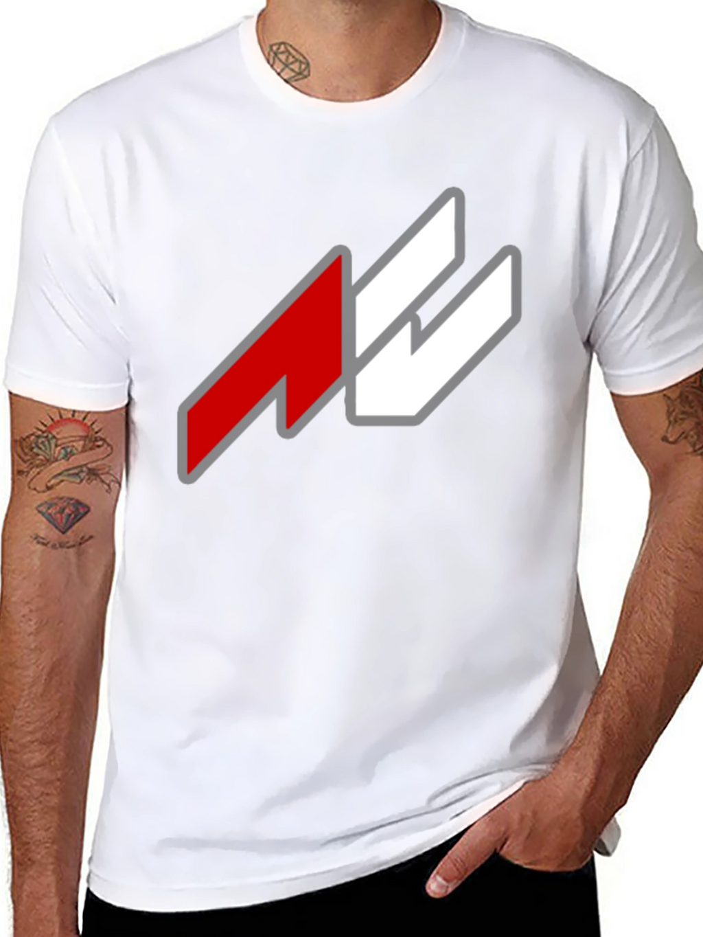 Bold Graphic Tee - Red and White Logo T-Shirt