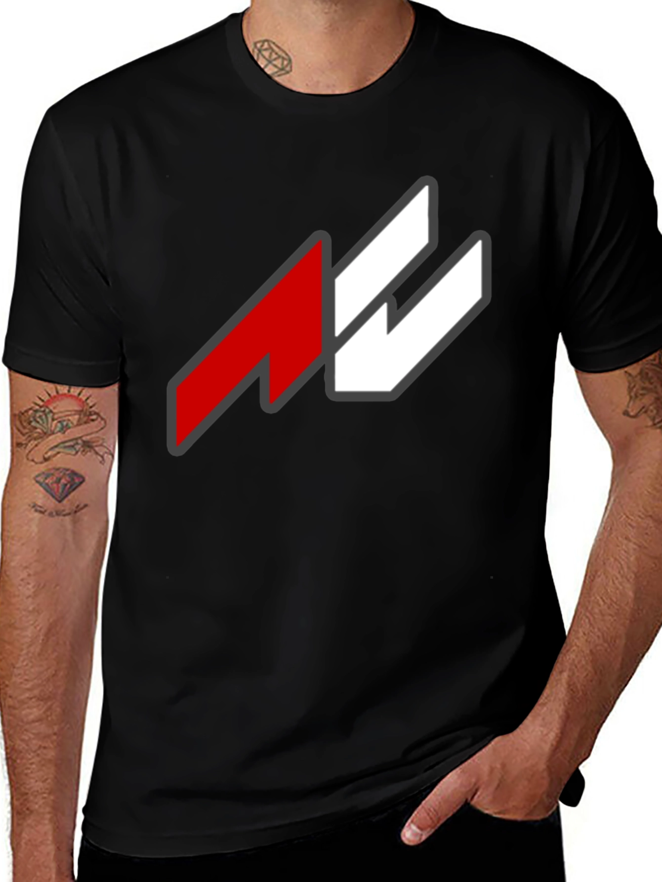 Bold Graphic Tee - Red and White Logo T-Shirt