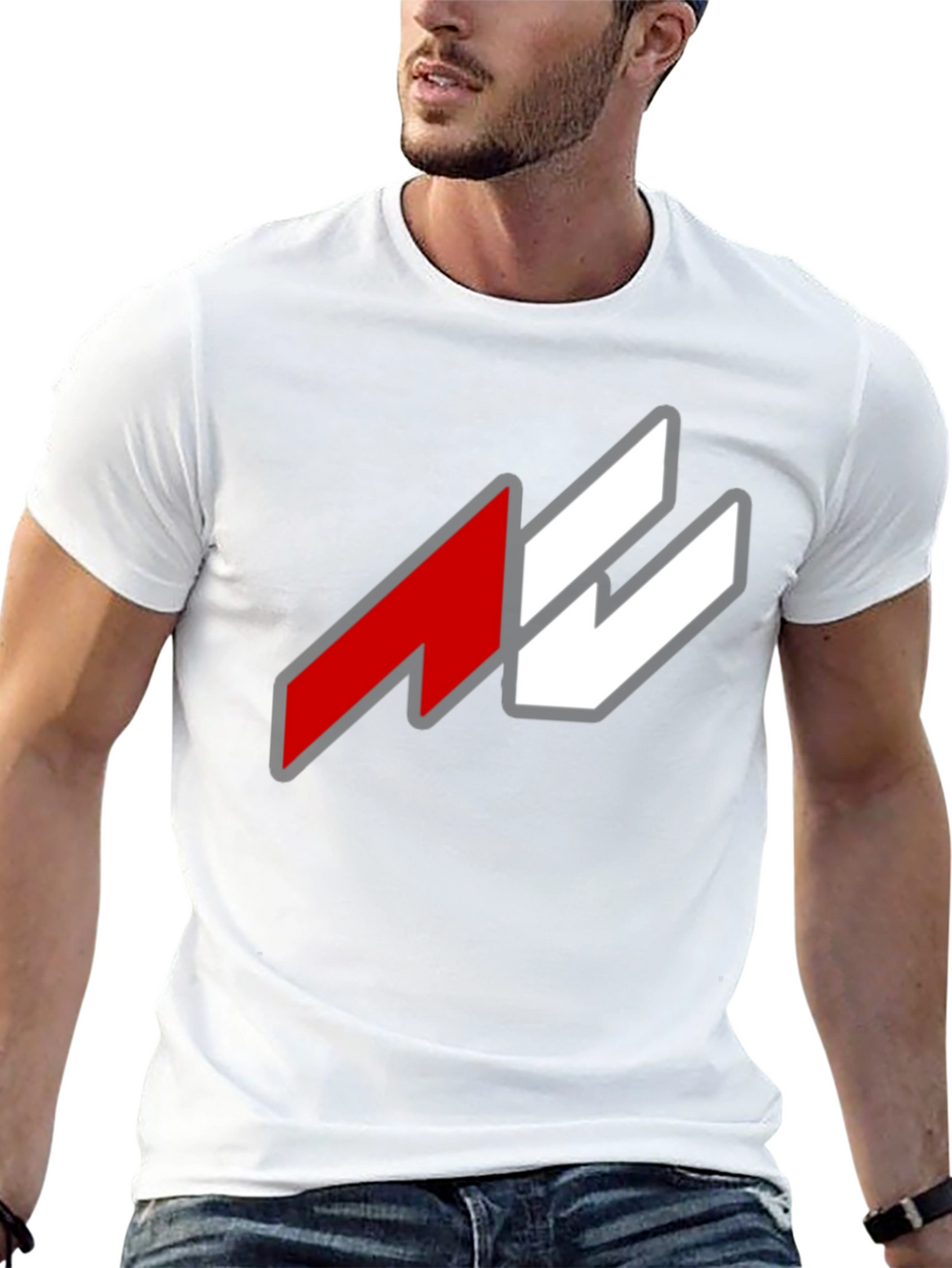 Bold Graphic Tee - Red and White Logo T-Shirt