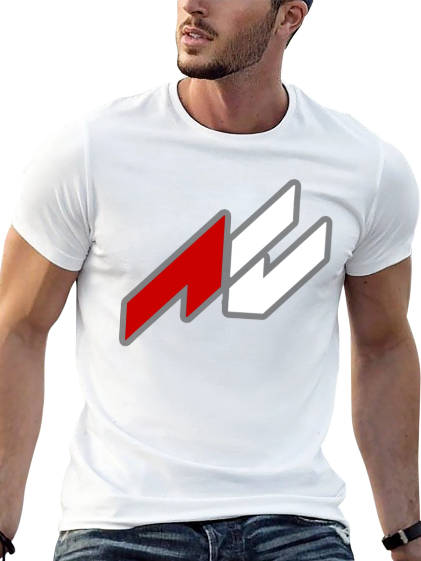 Bold Graphic Tee - Red and White Logo T-Shirt