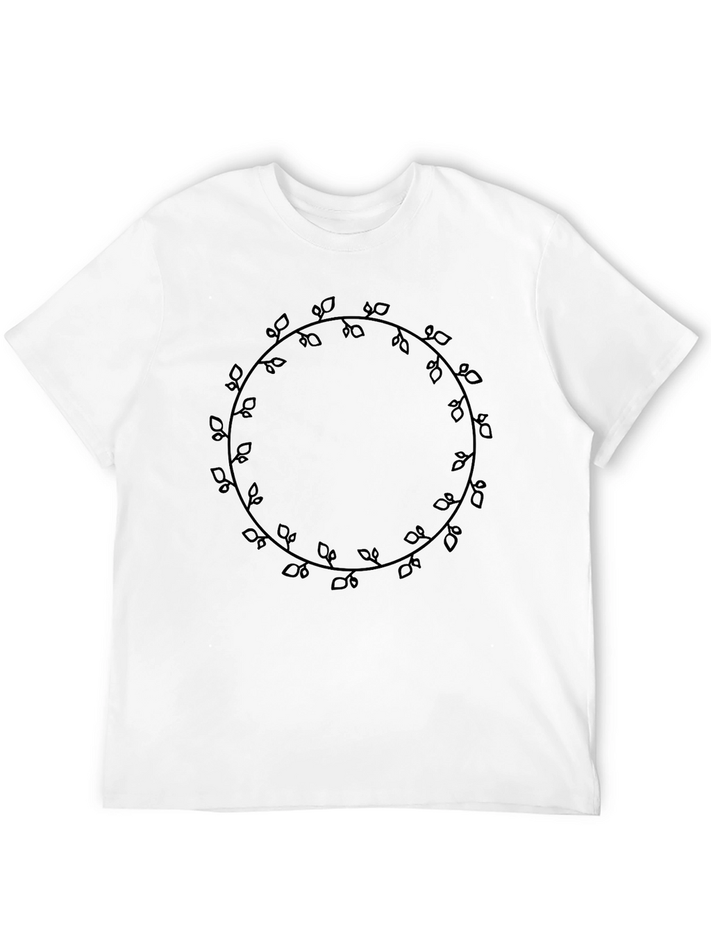 Mens Black Tee - Leaf Vine Circle Graphic