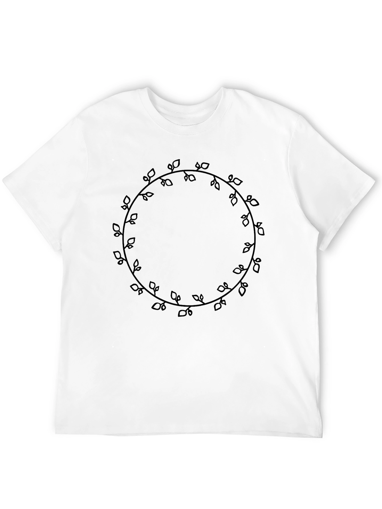 Mens Black Tee - Leaf Vine Circle Graphic