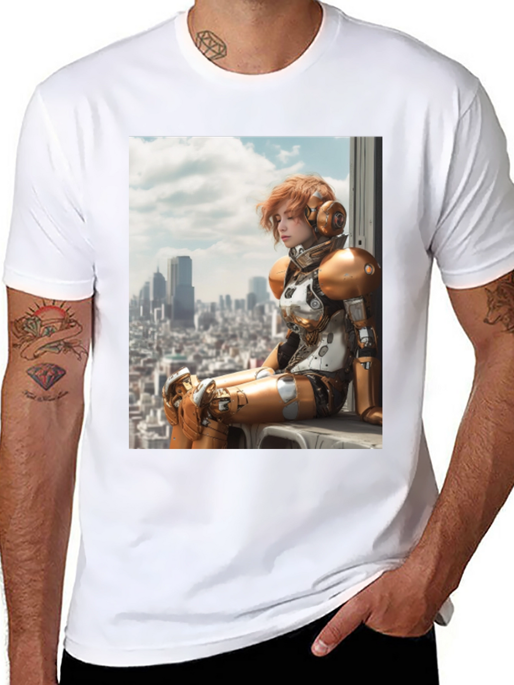 Sci-Fi Warrior Graphic Tee - Black