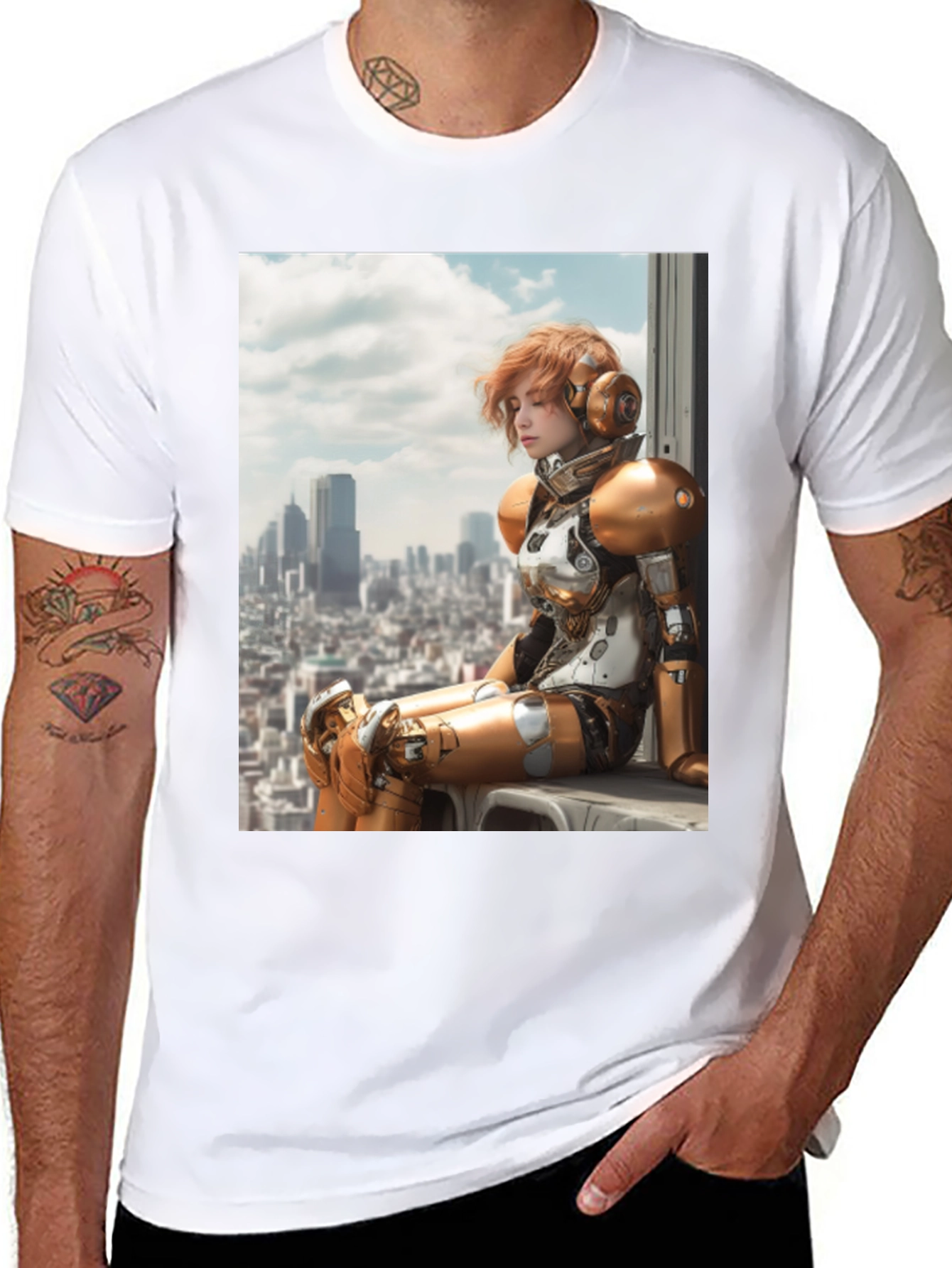Sci-Fi Warrior Graphic Tee - Black